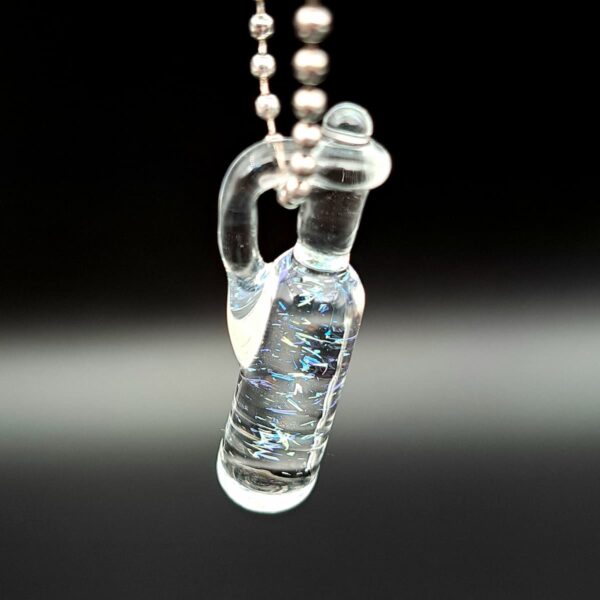 Green & Blue Dichroic Glitter Thin Bottle Potion Pendant